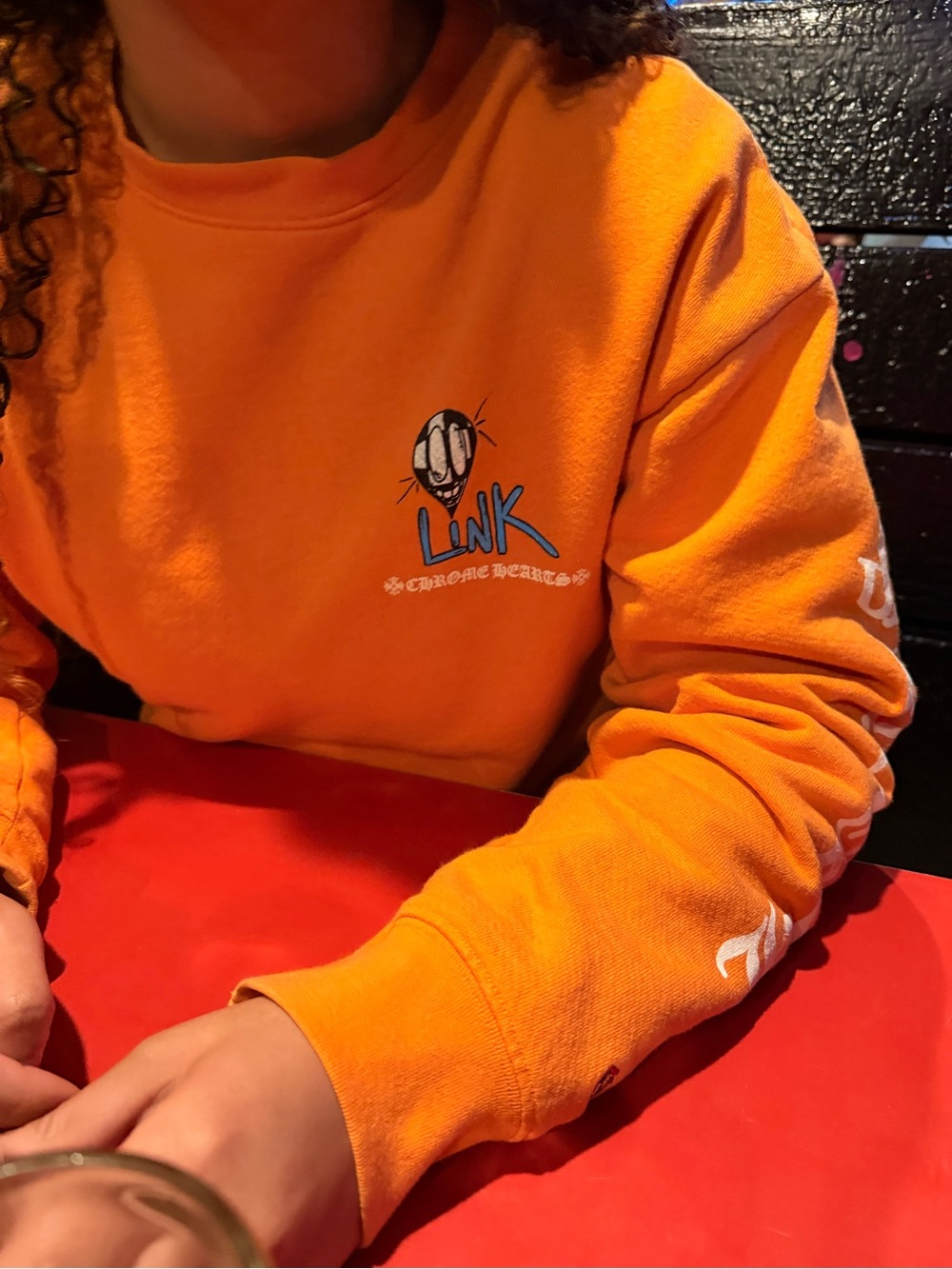 Chrome Hearts Orange 'Link' Crewneck Sweatshirt